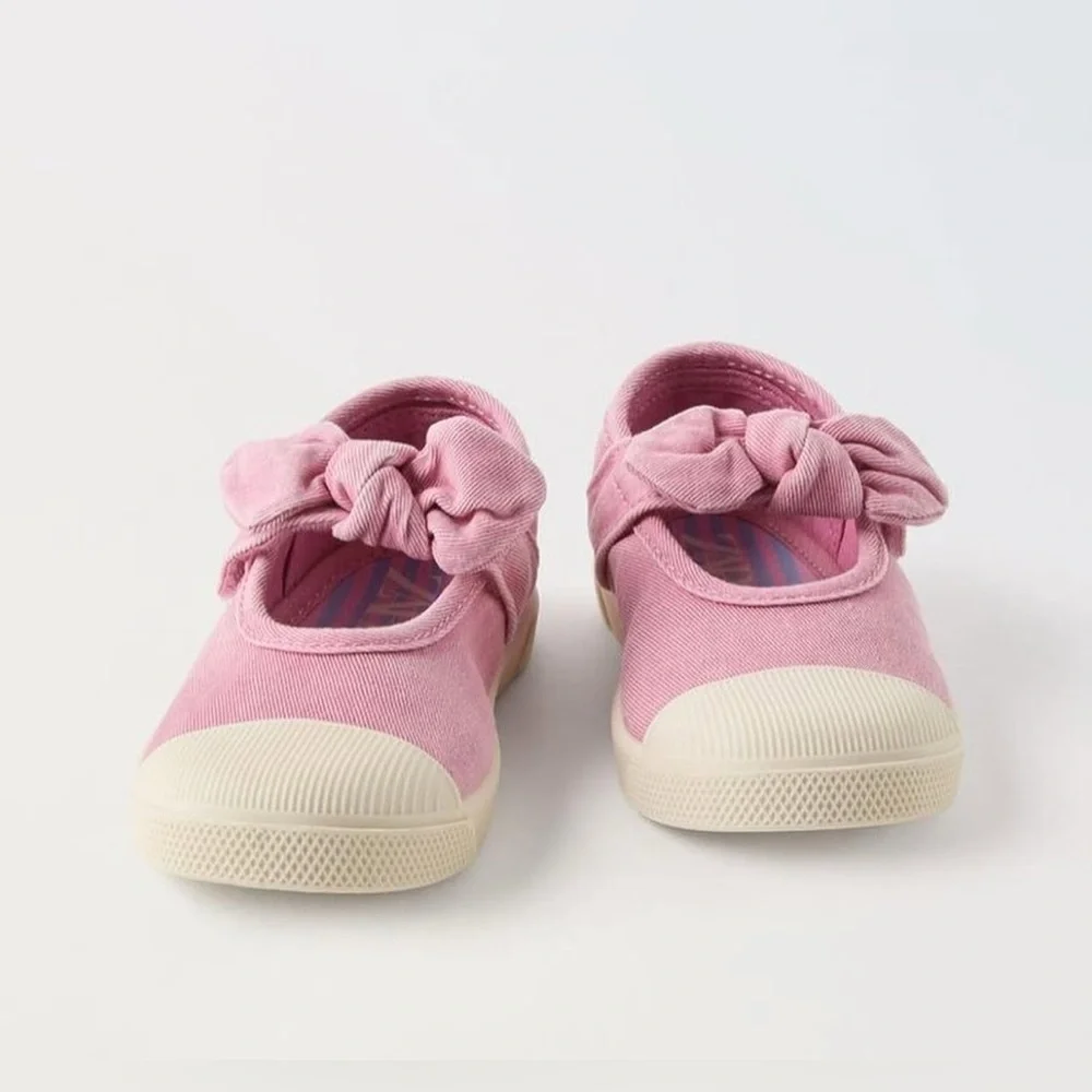 Zara| Kids Open Sneakers with Bow Pink- Size 12 or EU 29